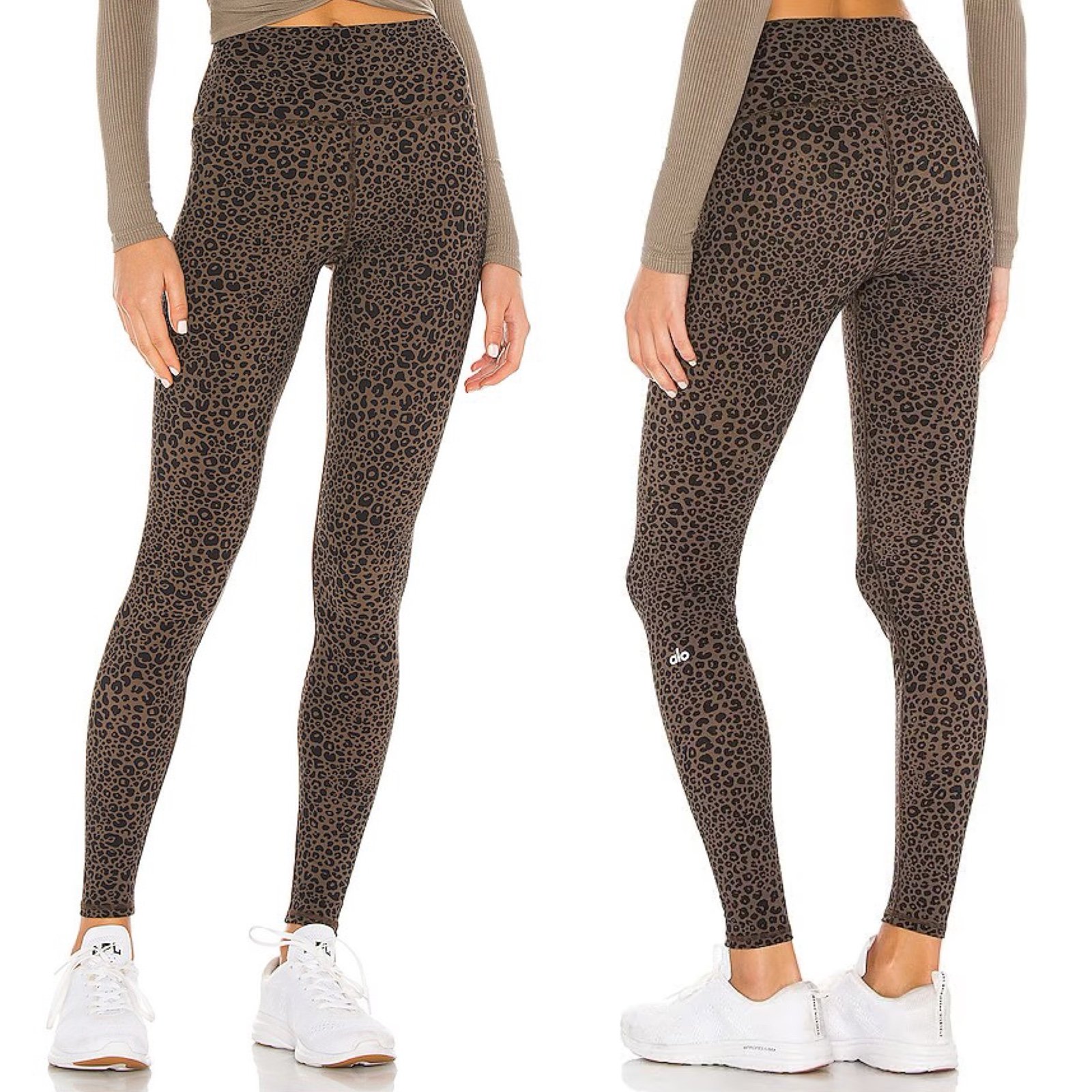 ALO YOGA Leopard High Waist Vapor Legging In Sz L/29” In Olive