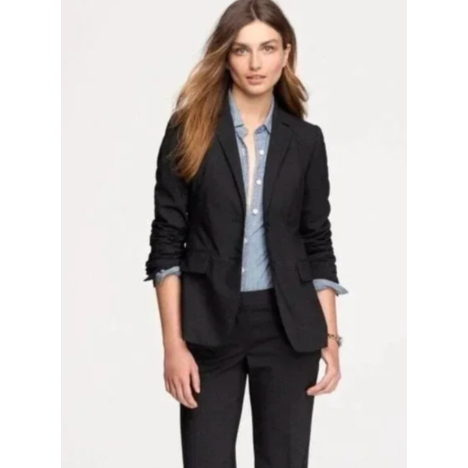 J Crew Blazer Womens 14T Black Super 120s Wool Stretch Old Money Corporate Work