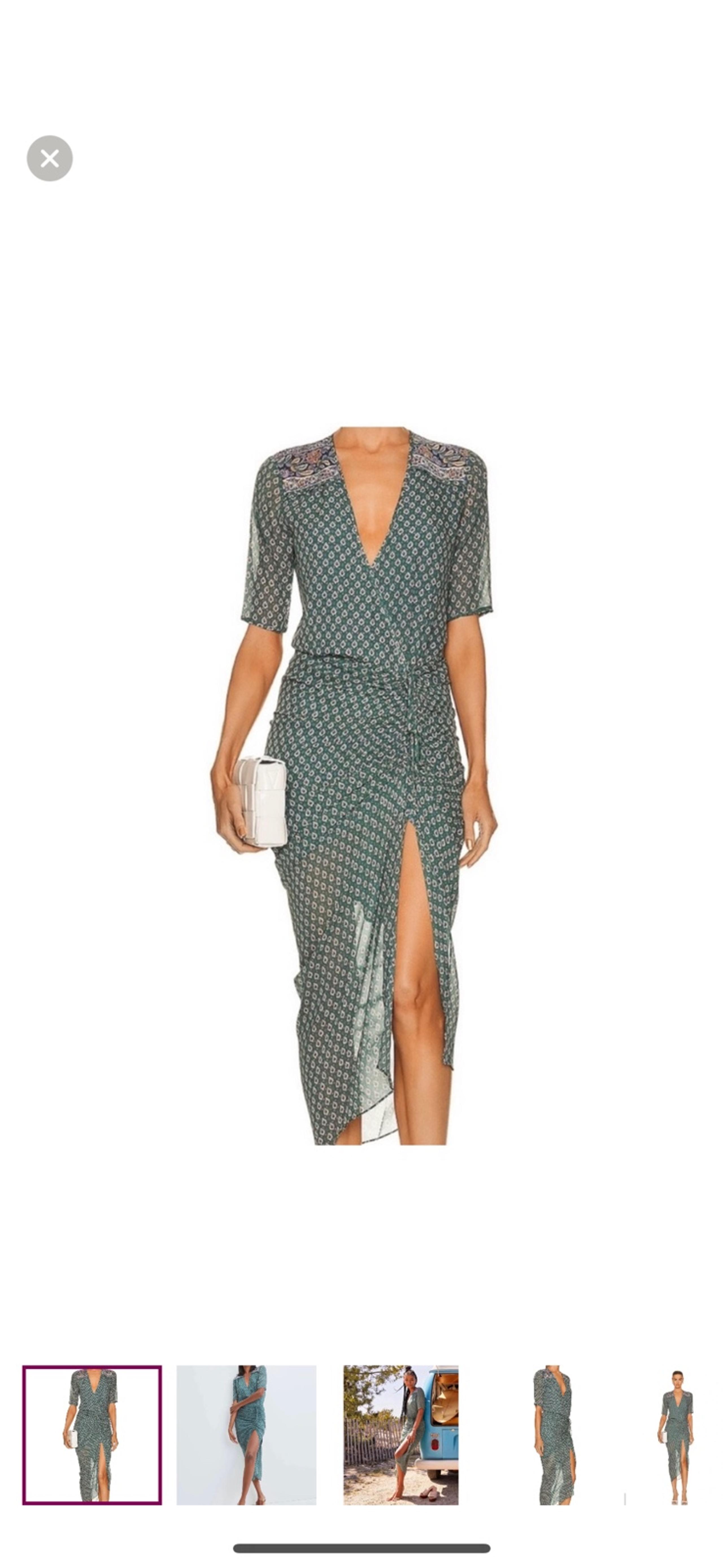 Green paisley silk midi dress