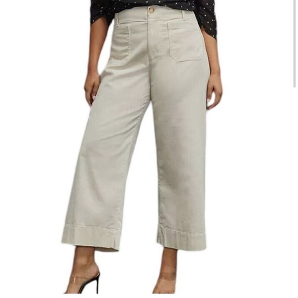 Anthropologie Maeve Colette Corduroy Cream Pant Size 18 Wide Cream Plus Size
