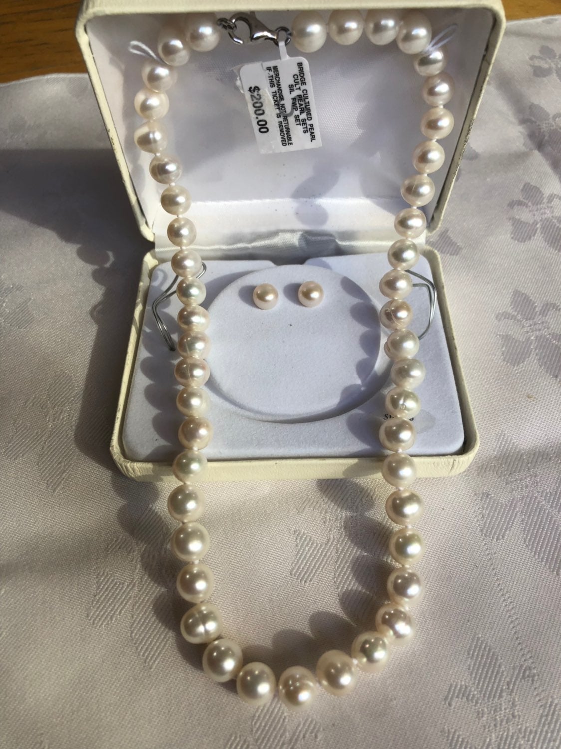 Cultured Pearl Earrings And Necklace New