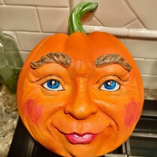 Handpainted Resin Pumpkin Face Decor
