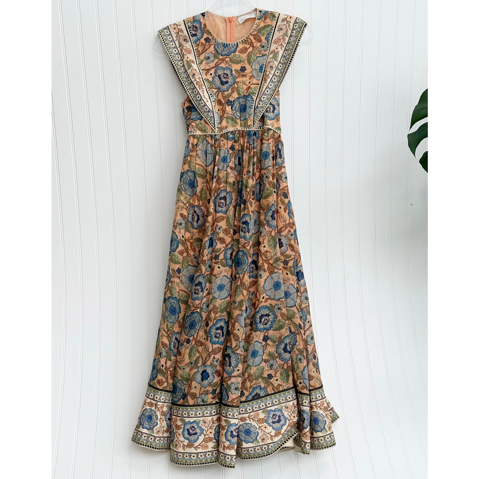 Zimmermann Junie Spliced Midi Dress A-Line Multicolor Floral Cotton Sundress