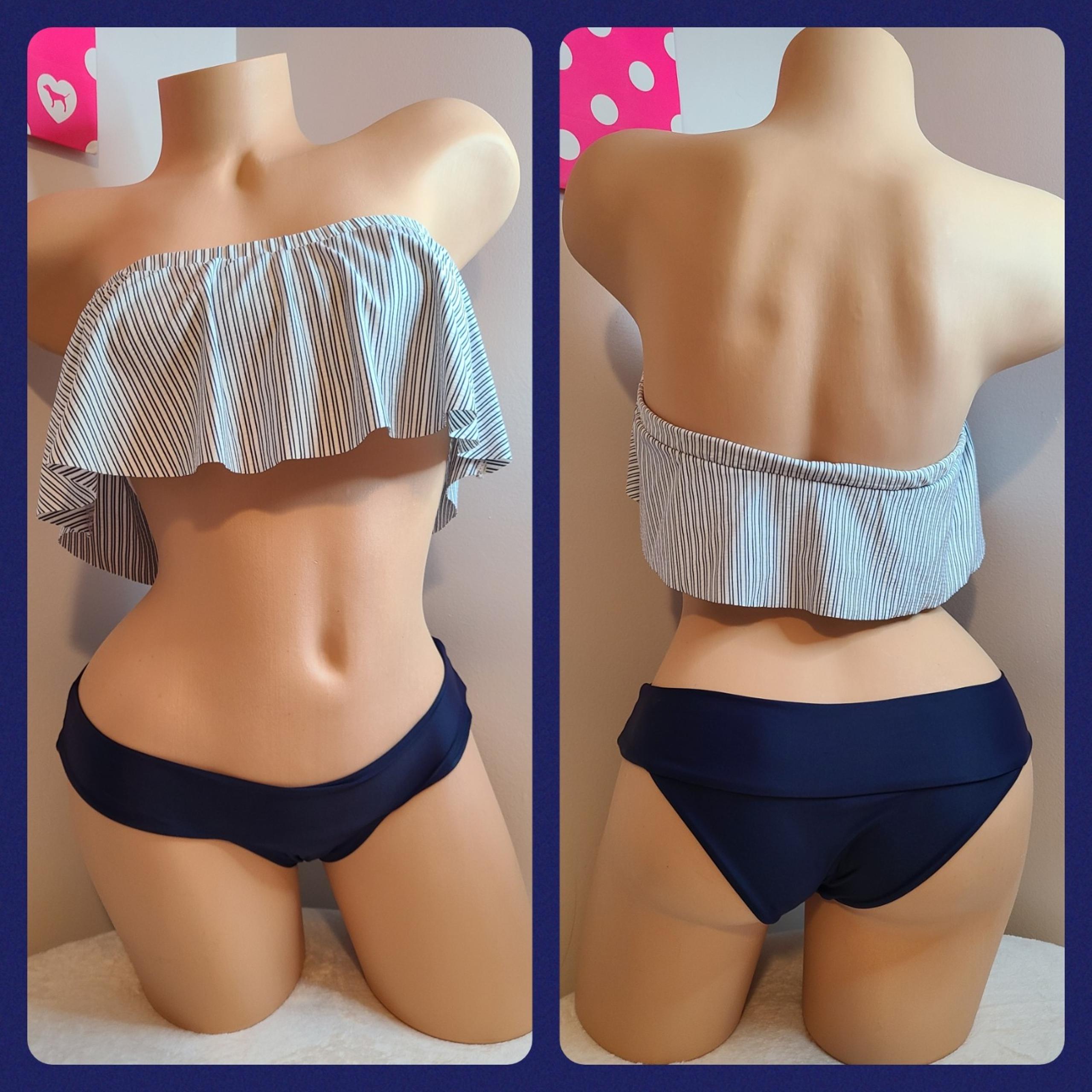 Tori Praver Swim 2pc Mix & Match Bikini Set Size XS Navy & White