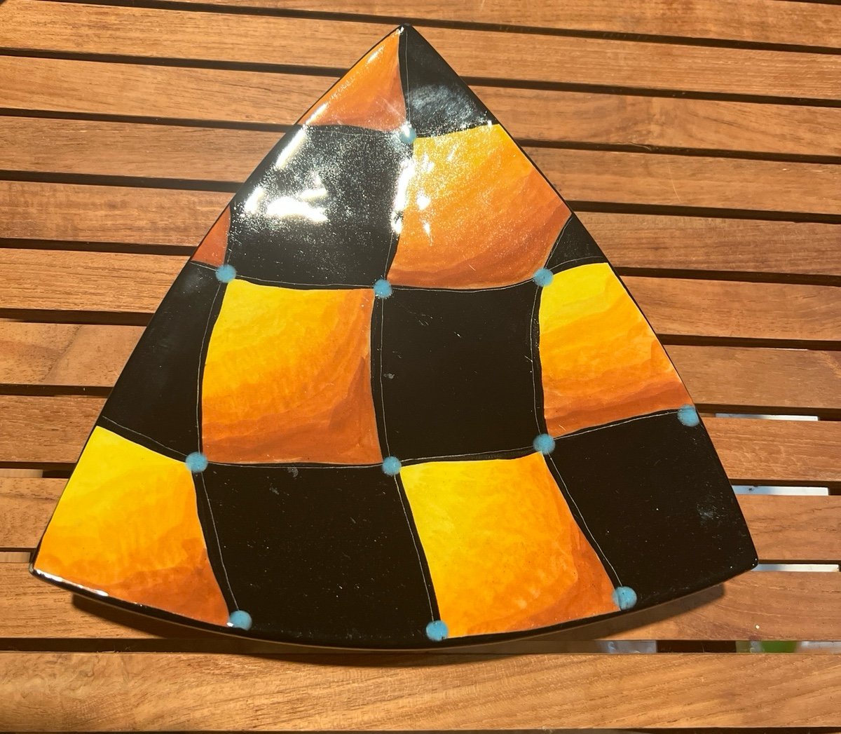 McGovney Camarot Post Modern Memphis Group Style Signed Studio Art Pottery Trian