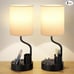 Set of 2 Table Lamps with USB & AC Charging, 3 Color Temperatures, Phone Holder.