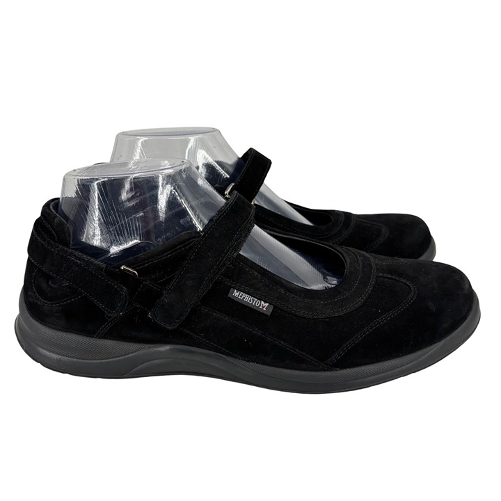 Mephisto Lilou Mary Jane Size 9.5 Black Suede Runoff Leather Comfort Shoes
