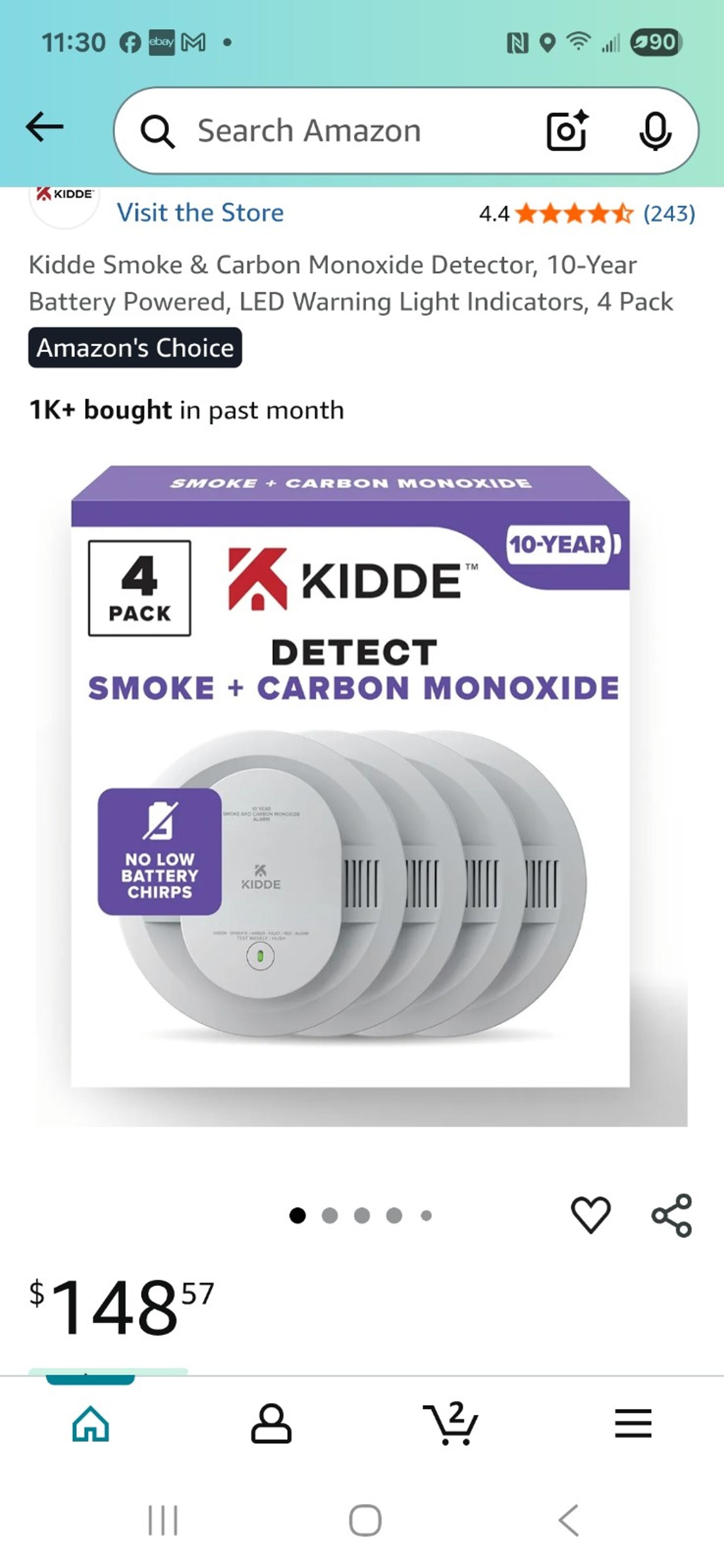 Kidde Smoke+Carbon Monoxide Alarm 4pack ($148 Retail Value)