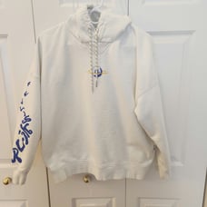 Urban Outfitters Women's size Medium Blue and White Hooded Sweatshirt