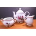 Moss Rose Tea Set 3 Piece Pot Sugar Bowl Creamer Pink Roses Full Size Victorian