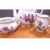 Moss Rose Tea Set 3 Piece Pot Sugar Bowl Creamer Pink Roses Full Size Victorian