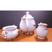 Moss Rose Tea Set 3 Piece Pot Sugar Bowl Creamer Pink Roses Full Size Victorian