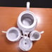 Moss Rose Tea Set 3 Piece Pot Sugar Bowl Creamer Pink Roses Full Size Victorian