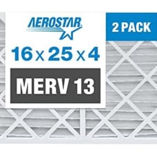 Aerostar 16x25x4 MERV 13 Pleated Air Filter, AC Furnace Air Filter, 2 Pack (Actu