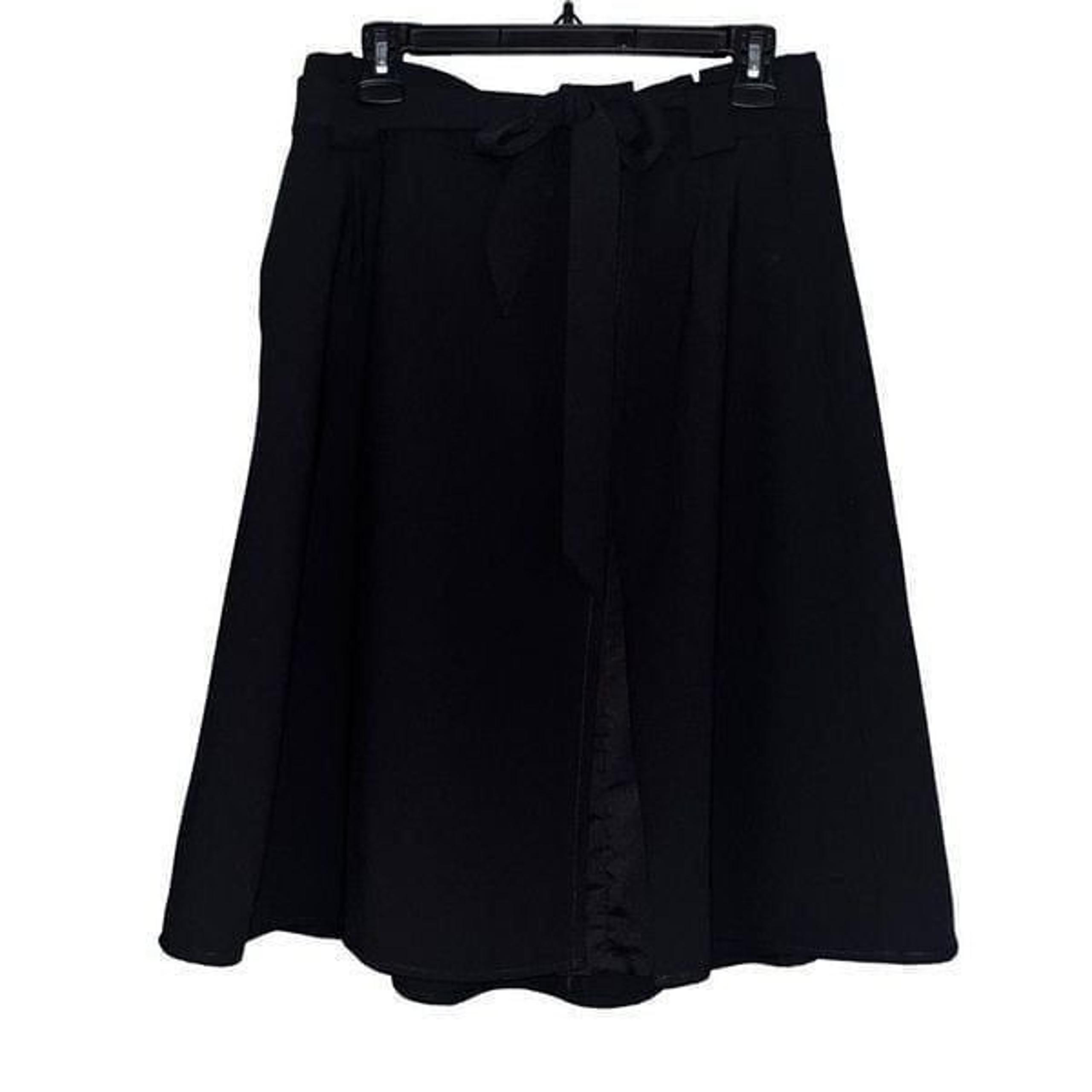 Express black tie-belted full midi skirt 8