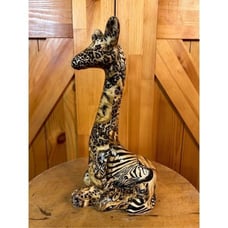 La Vie ceramic mother giraffe patchwork design safari animal prints 1980s 11