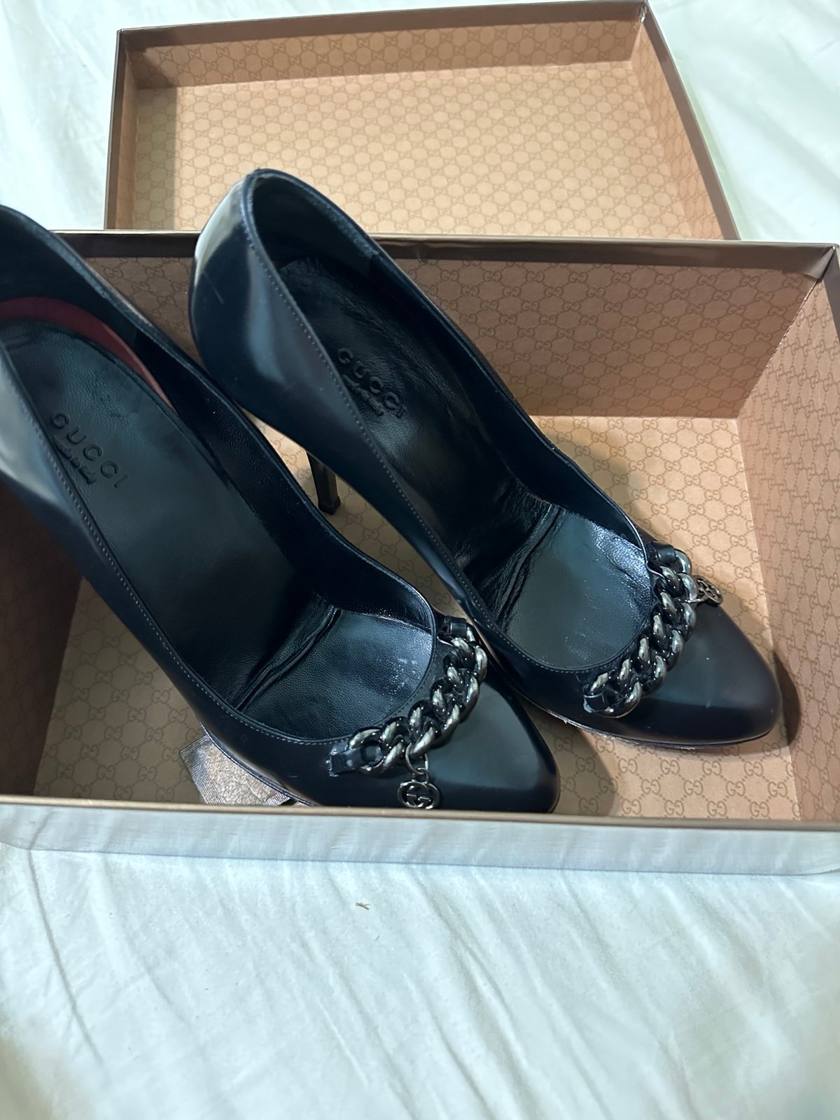 Gucci Wimbledon Nero Black Leather Pump