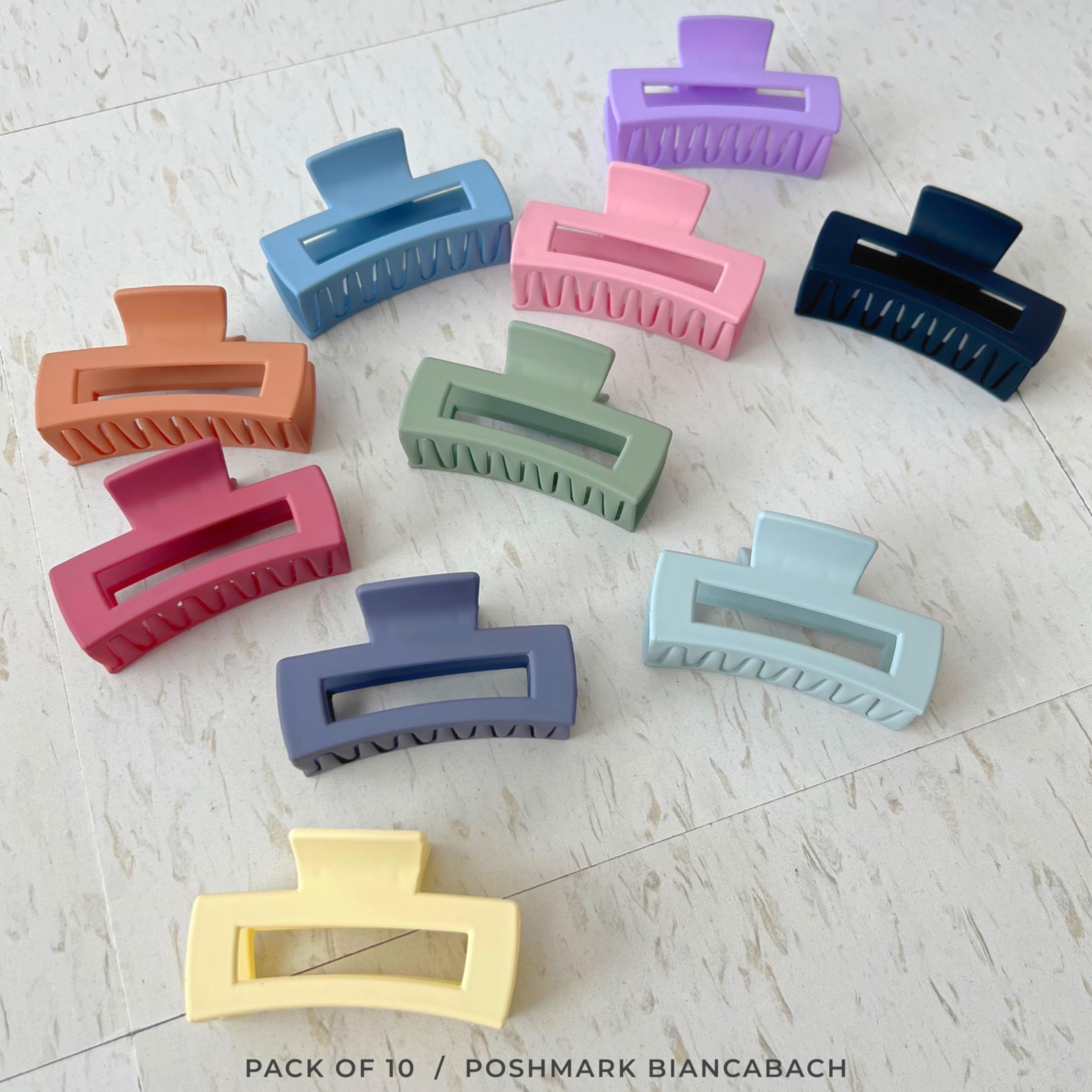 NWT 10pc Multicolor Matte Rectangle Claw Clips
