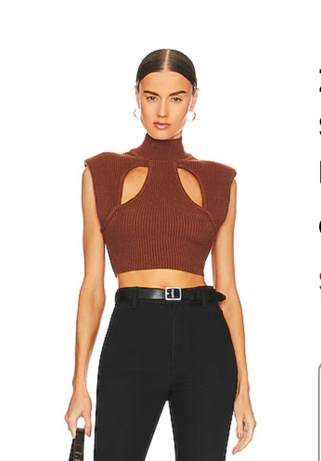 NWT NBD Zahara Knit Crop with Shoulder Pads in Chocolate