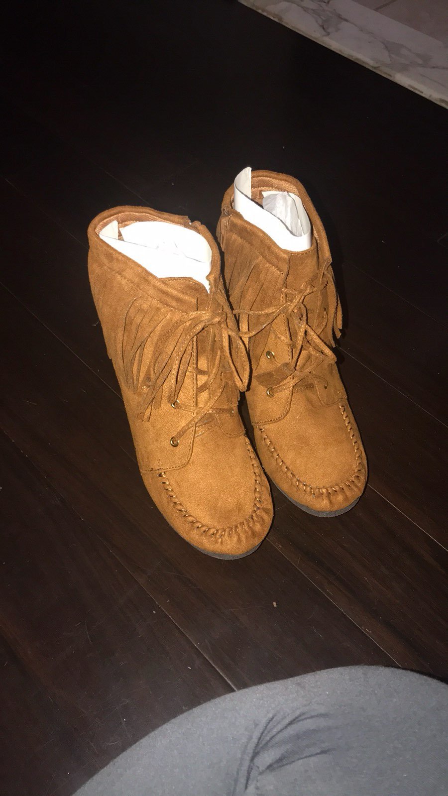 Cognac Wedges Size 8