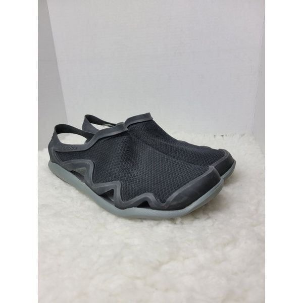 Crocs Mens Size 10 Black Grey Swiftwater Mesh Wave Water Shoe Sandals
