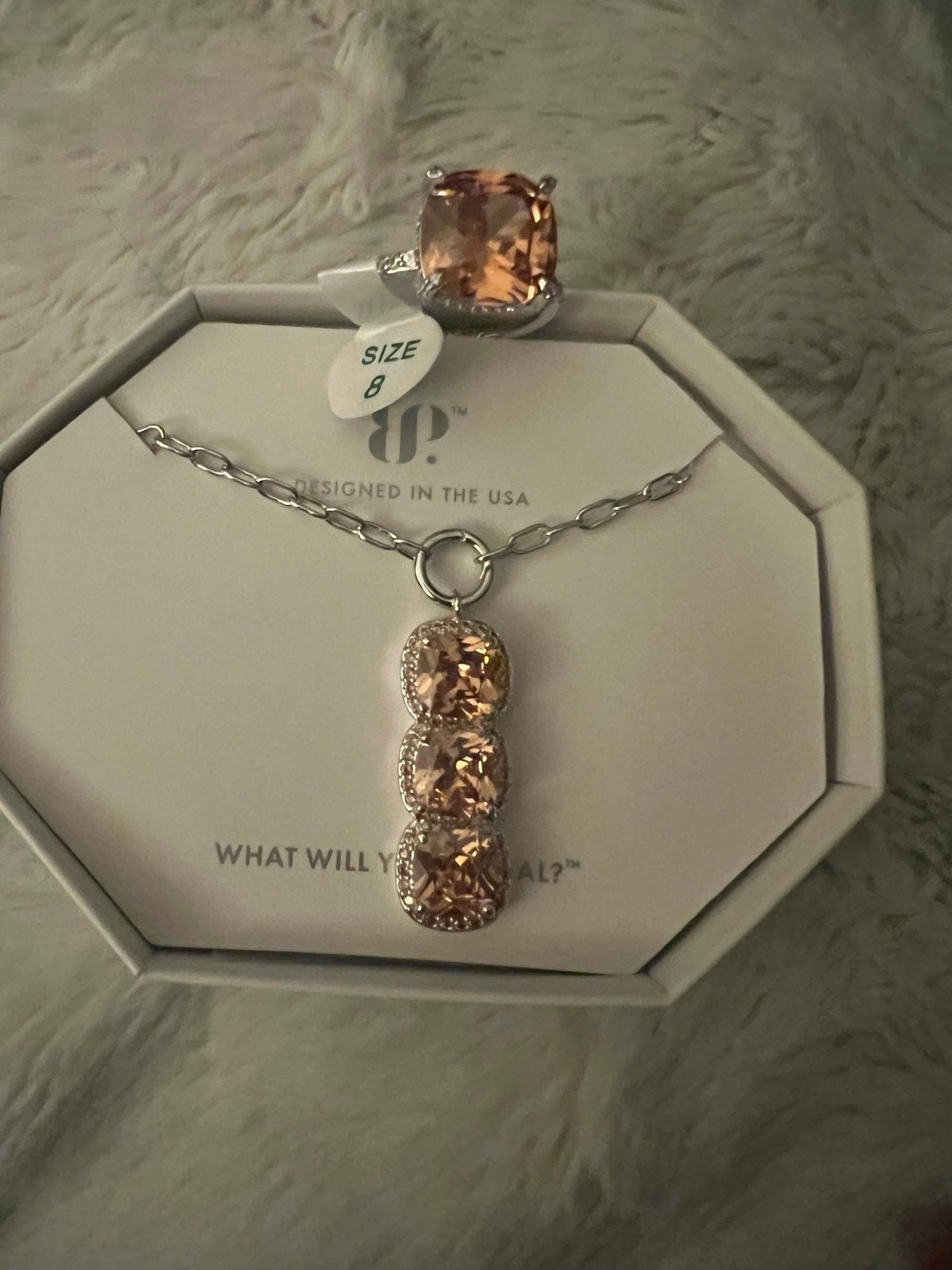 Bomb party necklace and ring set