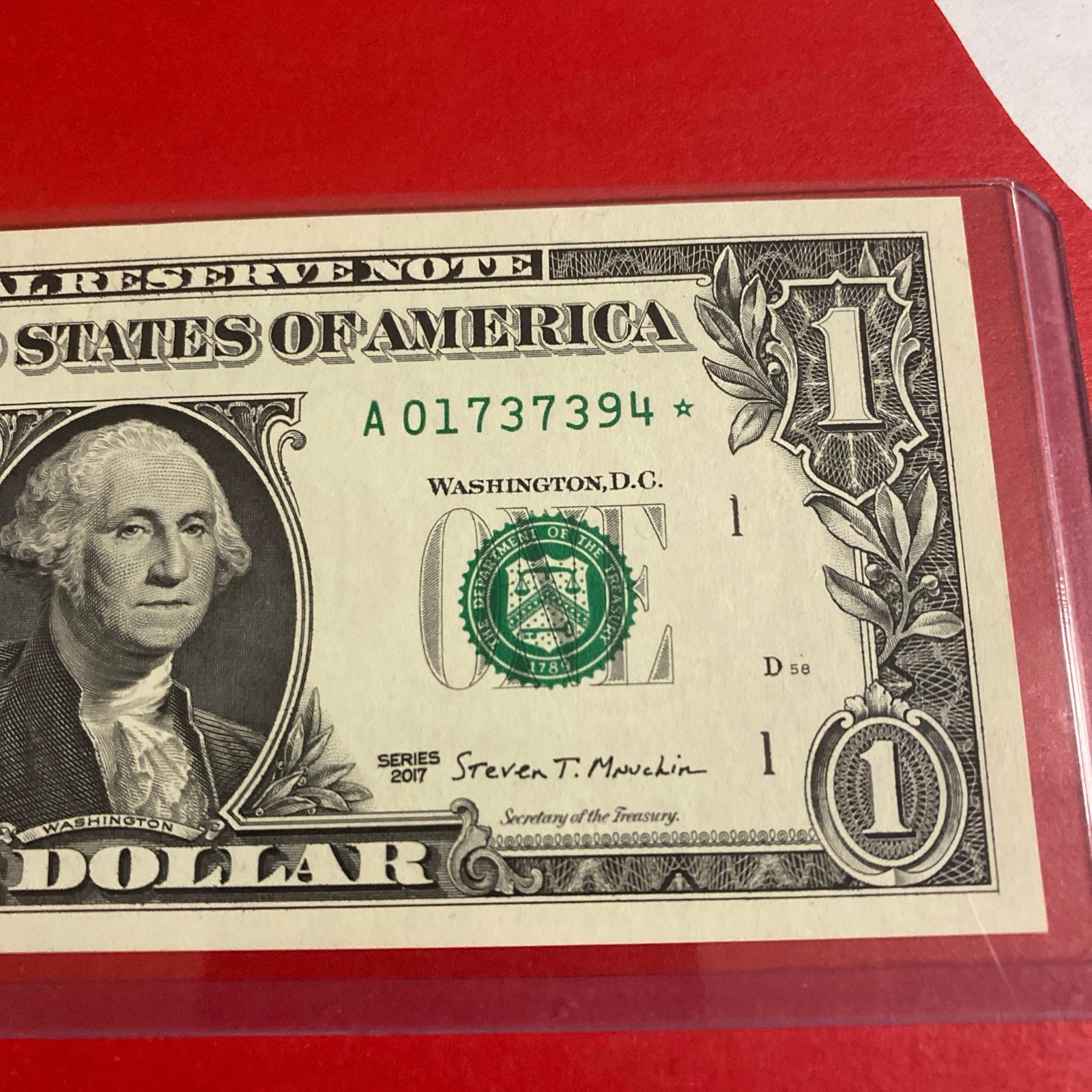 1 Dollar Bill Star Note A01737394