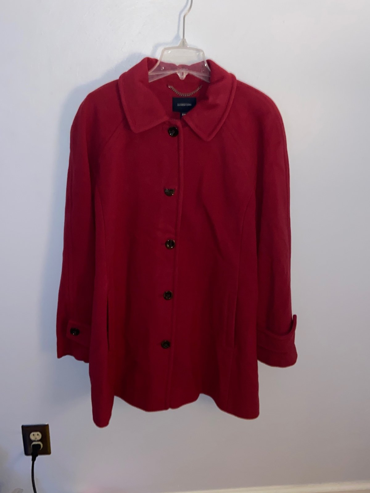 Lands' End Raspberry Wool-Blend Coat Women’s Plus Size 22W