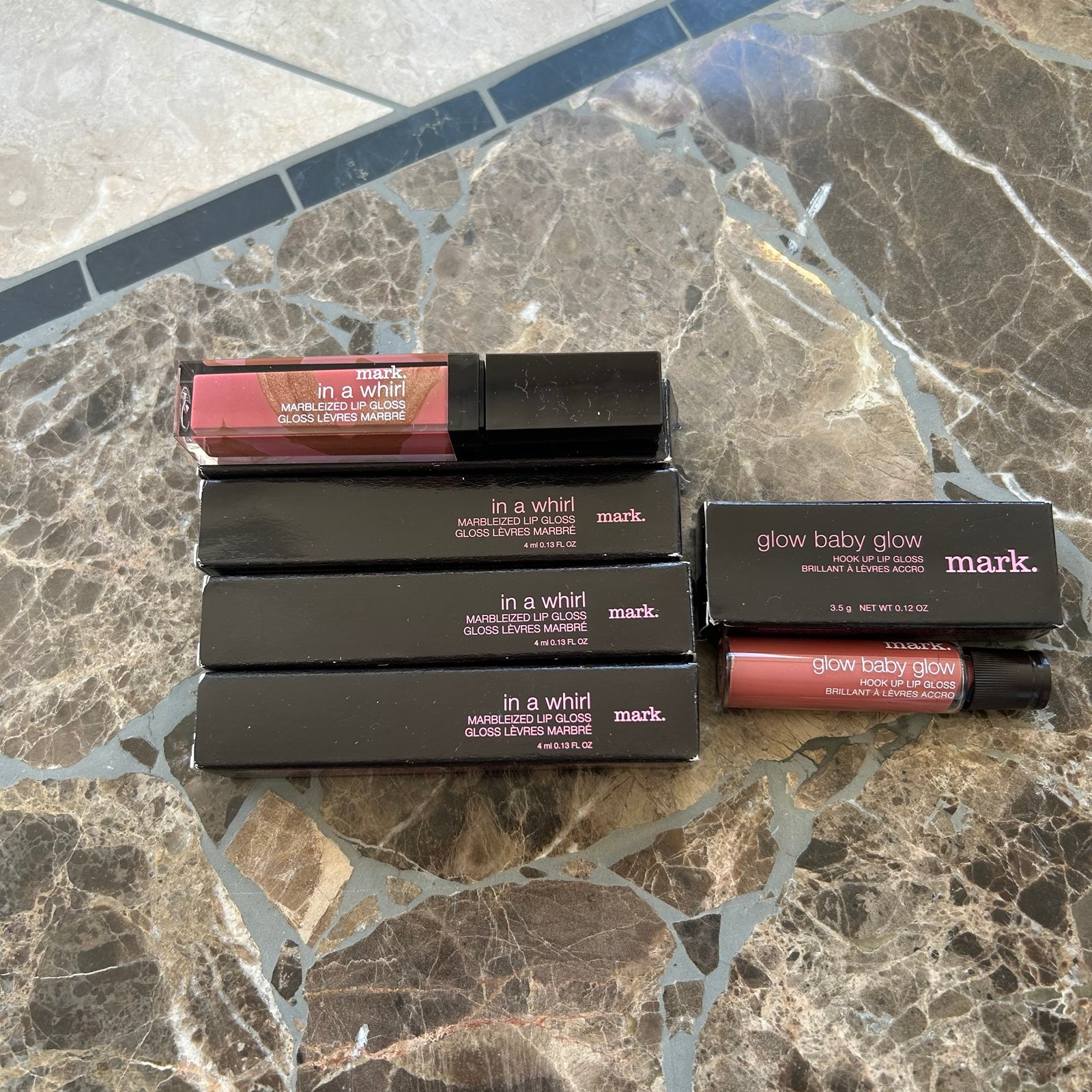 Avon Mark In A Whirl Lip Gloss Brown Sugar Lot Of 5 Glow Gloss Honey New