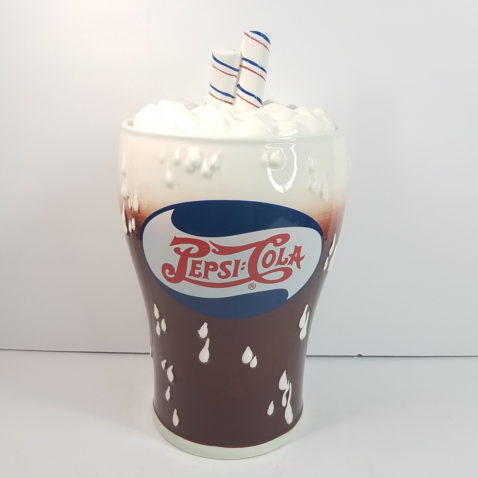 Pepsi Cola Cookie Jar Soda Fountain Glass Ceramic Heritage Collection 2005