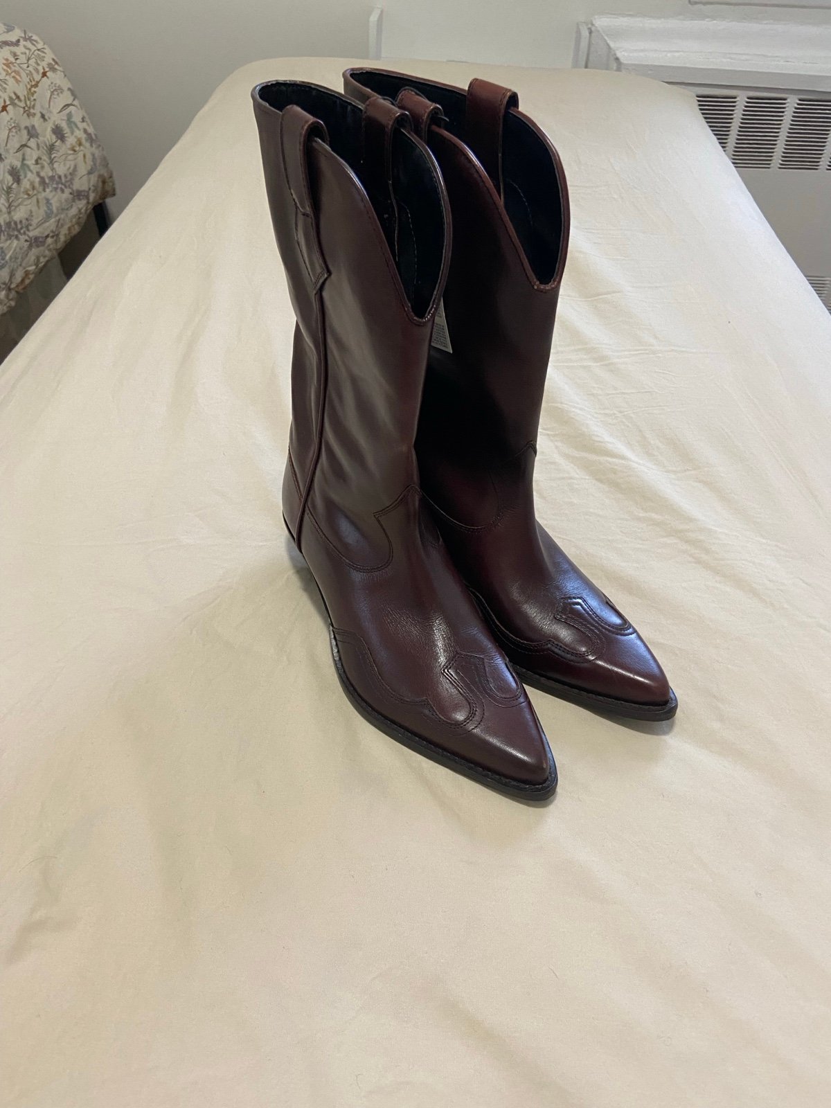 Zara Leather Cowboy Boots