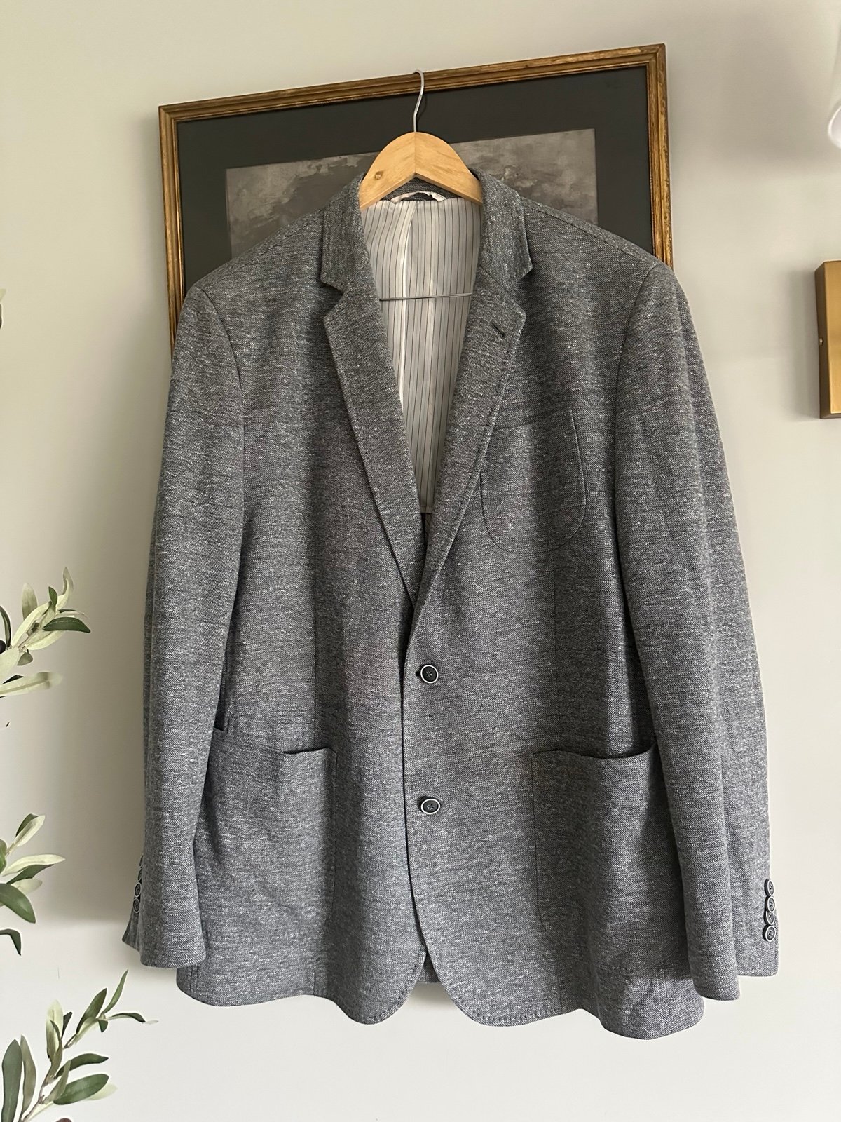 Flynt Blazer Casual Knit Cotton Jacket in Grey sz XL