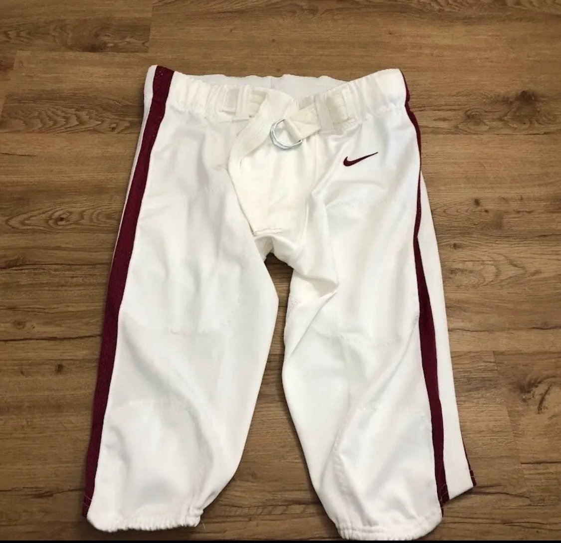 Nike Men’s Vapor Pro White/Red NFL Football Team Pants with Belt Size Small