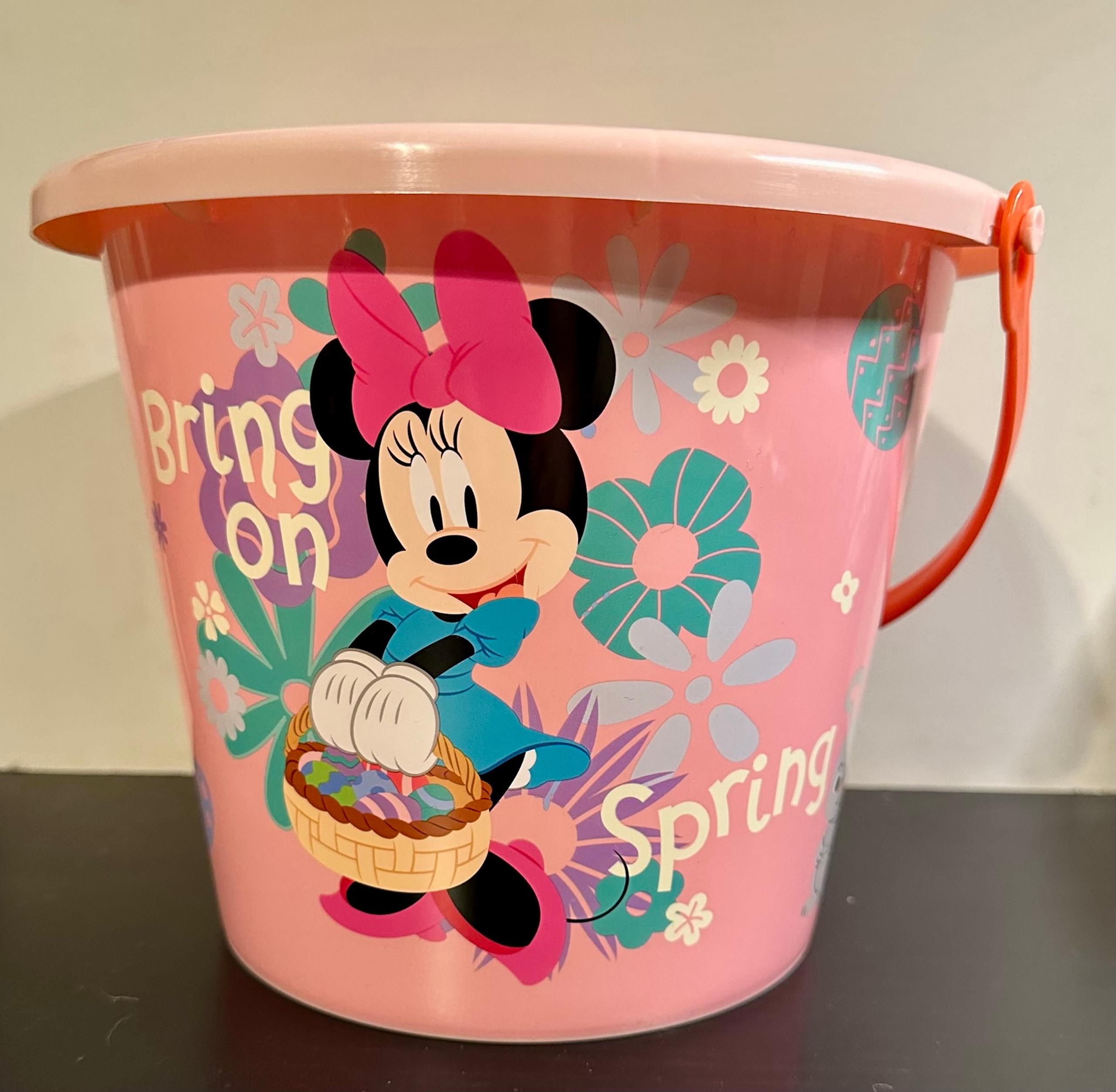 Disney Minnie Mouse with Basket Pink Easter Plastic Bucket Basket 9” x 7”