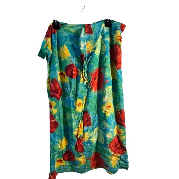 Jams World Large L Wrap Skirt Tropical Flowers Rayon?