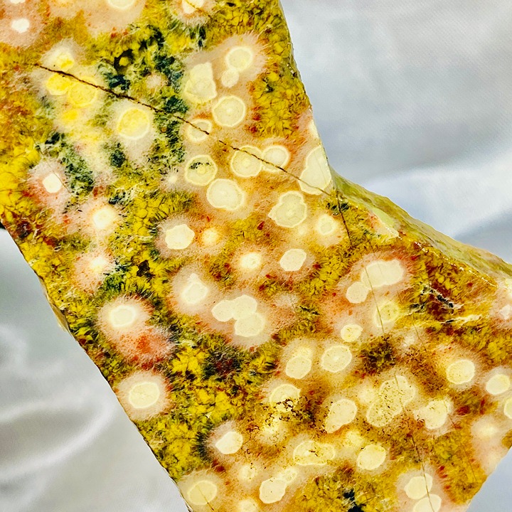 Rare Ocean Jasper Orbs Orbicular Guadalupe Poppy Slab Slice Stone Cabbing Rough