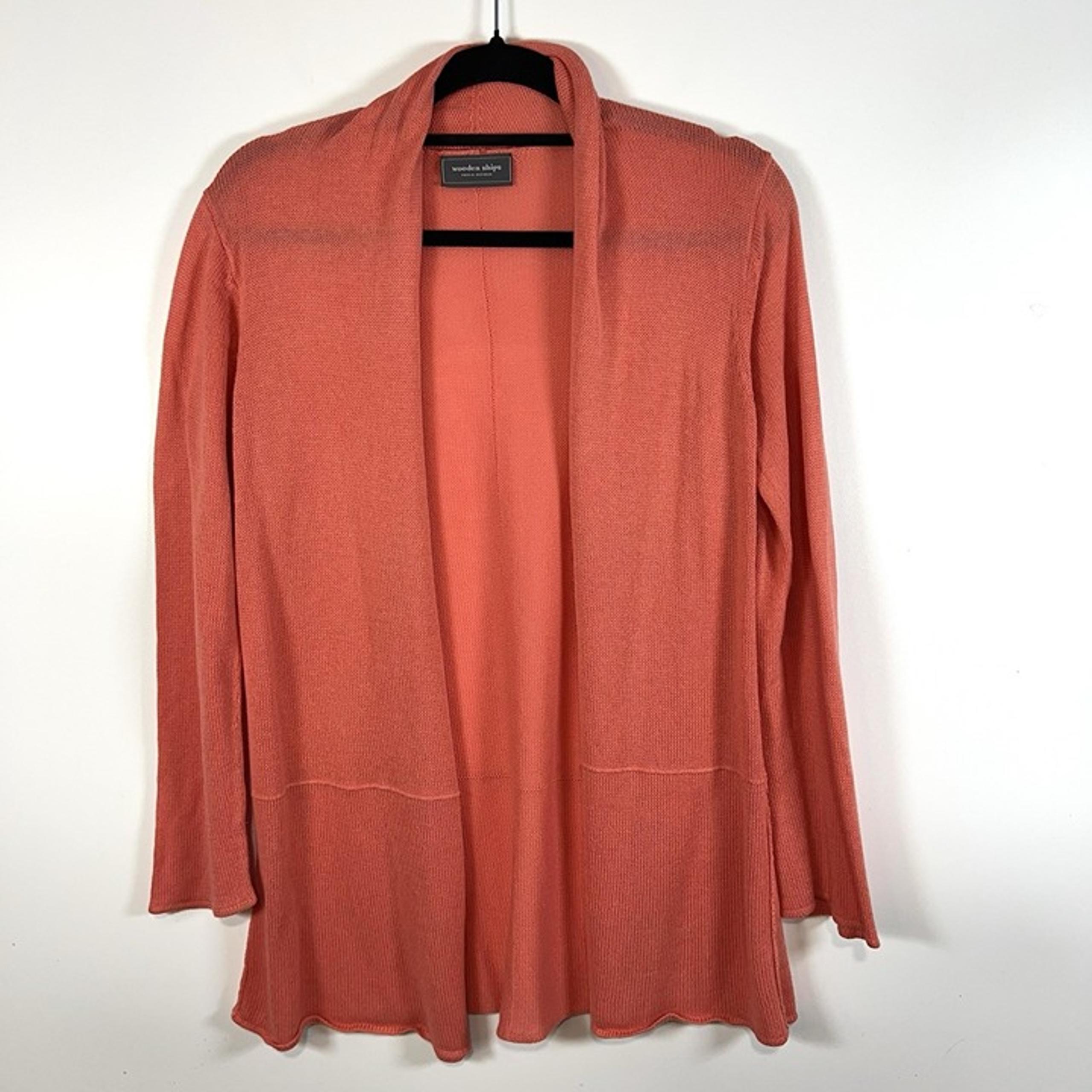 Wooden Ships Coral Open Knit Cardigan Sweater Size M/L Beachy Boho Breezy