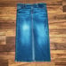 Vintage l.e.i. 90s y2k Blue Long Denim Maxi Skirt Slit Womens Jrs Size 11