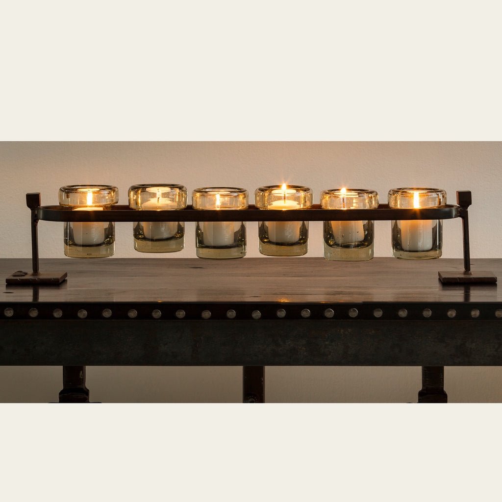 Jan Barboglio 6-Votive Firedance Railroad Candle Holder Multicolor