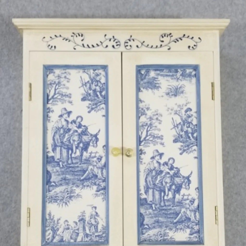Vintage Dutch Delft Blue Wood Wardrobe