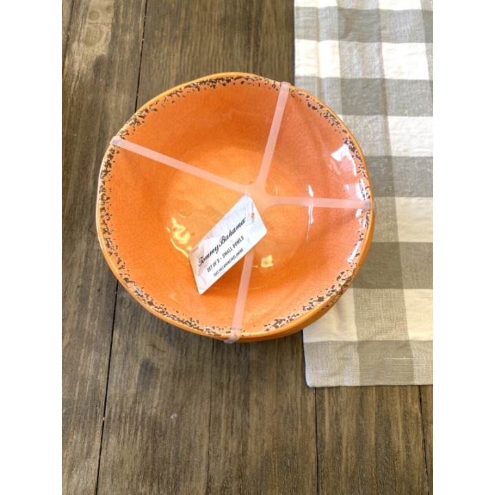Tommy Bahama Melamine Rustic Orange Salad Small Bowls Set of 8 NWT