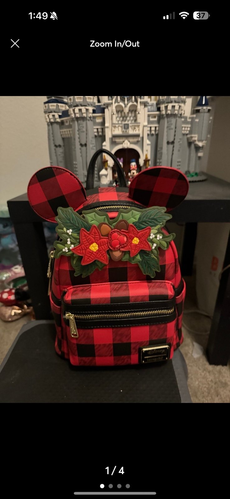 Loungefly Disney Minnie Mouse Plaid Christmas Backpack Bag