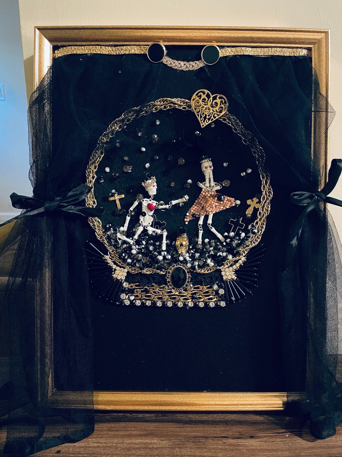 OOAK Framed Halloween Themed Jewelry Art