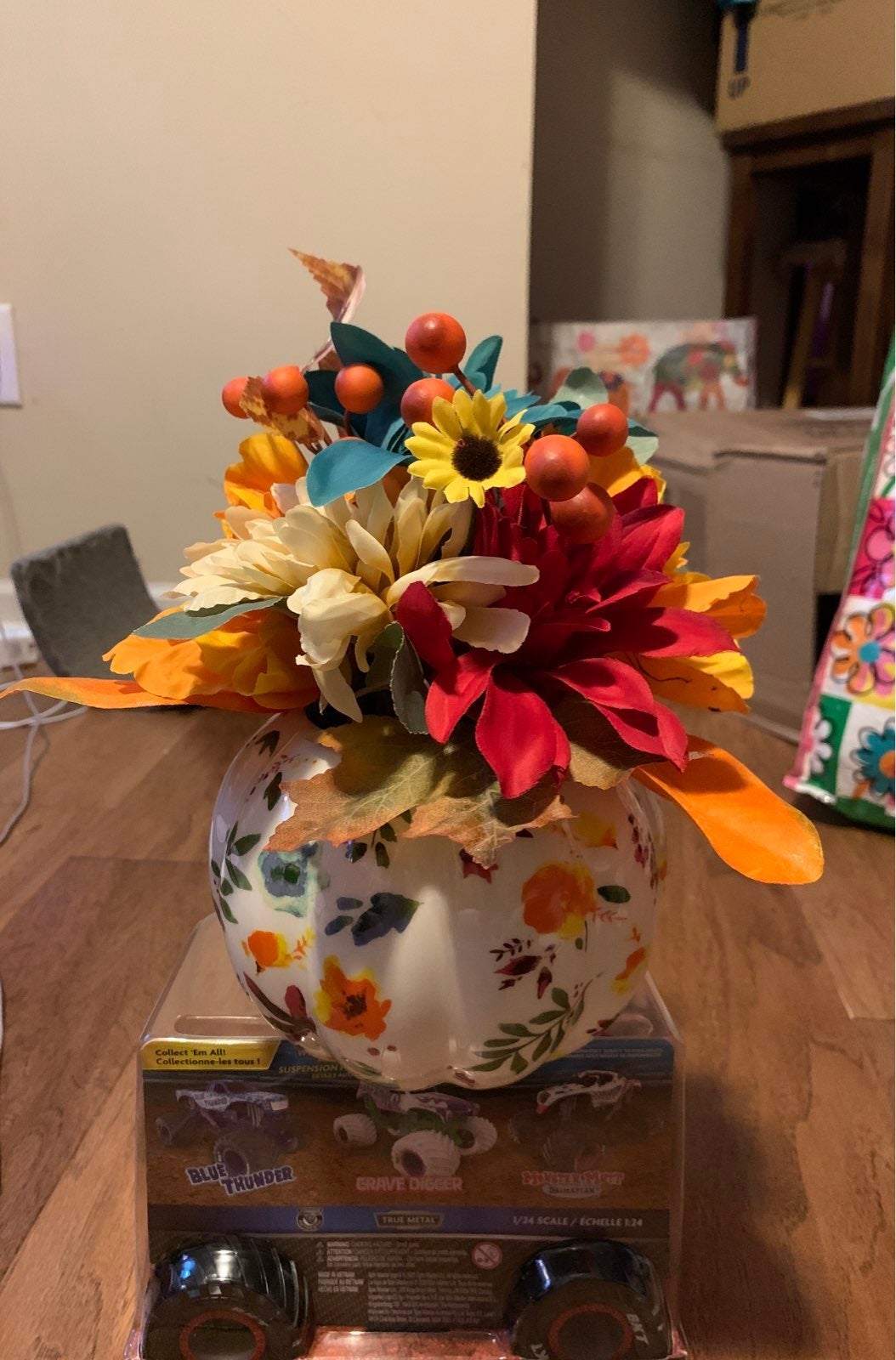 Pioneer woman fall floral pumpkin arrangement!