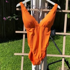 Kate Spade Orange Scalloped Swimsuit M