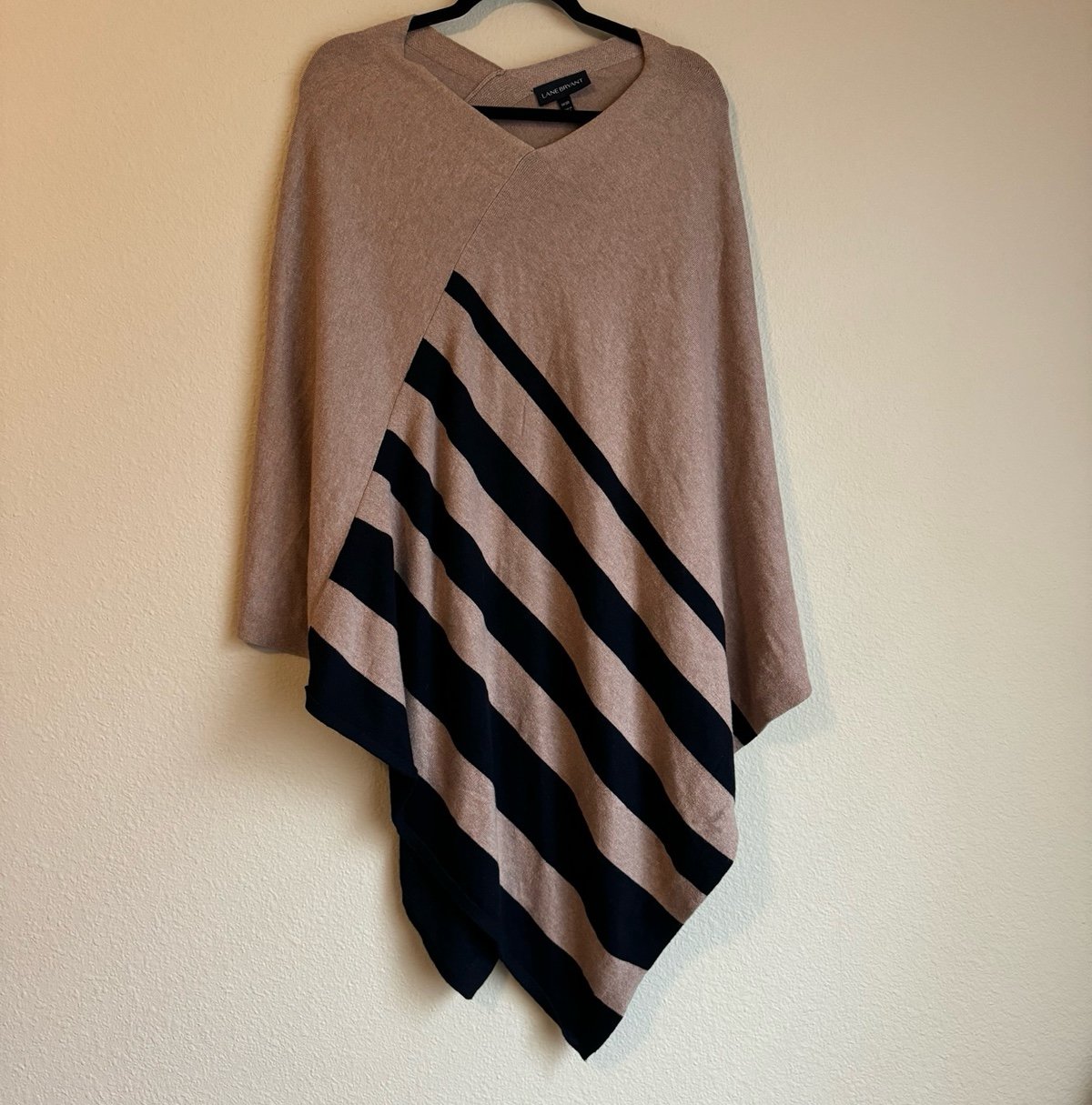 Lane Bryant wool blend striped poncho