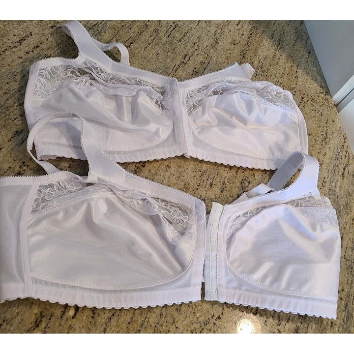 New! Lot of 2 Glamorise 1200 Sz 48D WHITE Magic Lift Full Figure Front Hook Bra