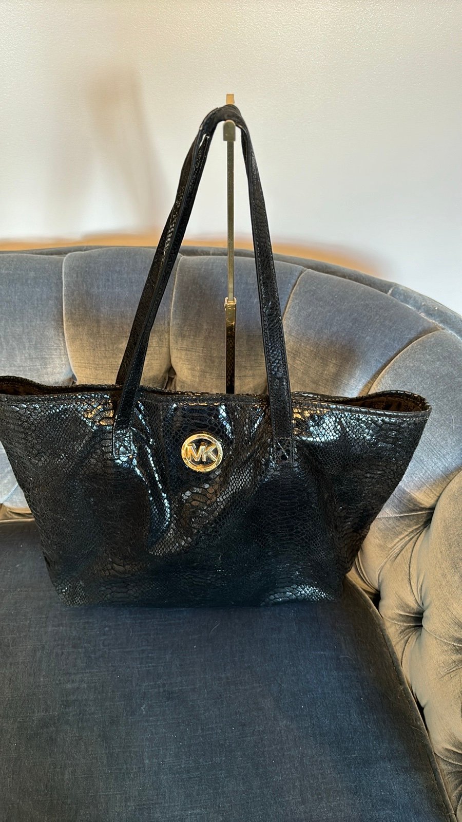 MICHAEL Michael Kors Black Python Embossed Tote