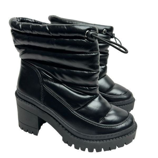 AQUA Ankle Boots Womens Size 6.5 Black Puff Booties Pull On NEW