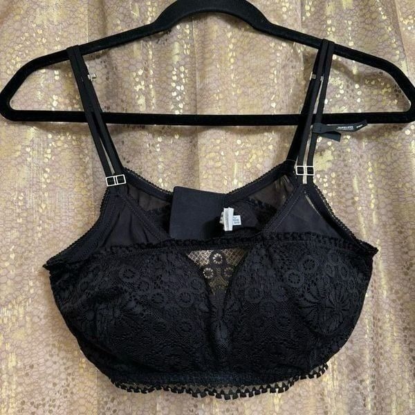 Aerie Real Good Wireless Bra Women’s 34D Black Lined Joy Lace Front NWT